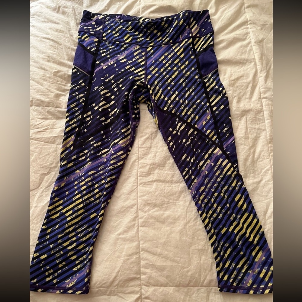 Athleta Purple and Yellow Patterned Leggings